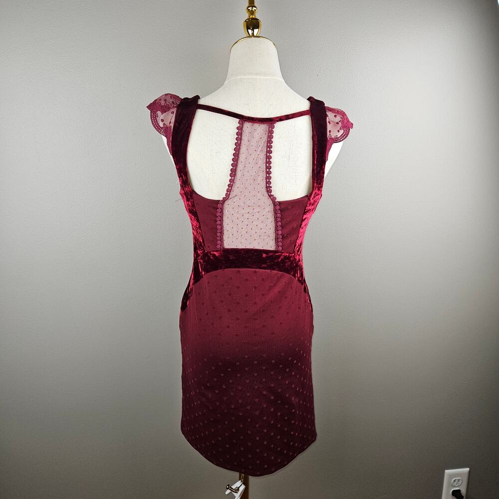 Free People Madeline Polka Dot Velvet Dress Whimsigoth Feminine Size Small - Picture 2 of 10